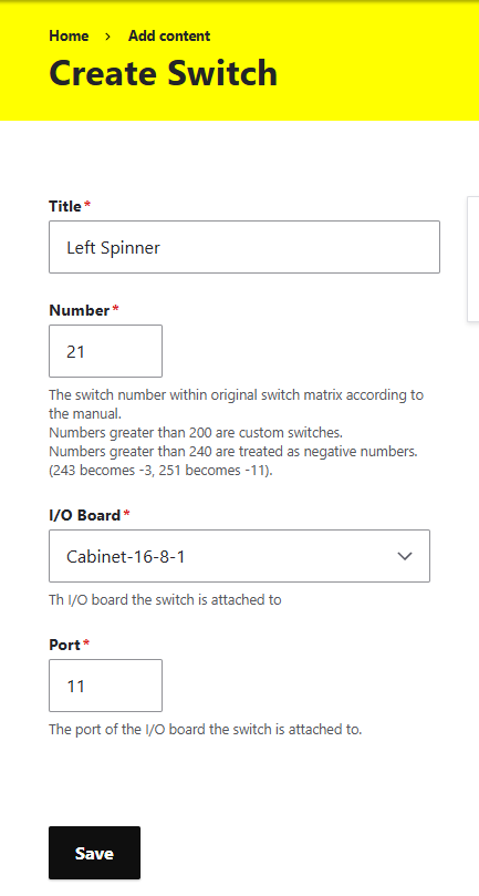 Config-Tool Create Switch