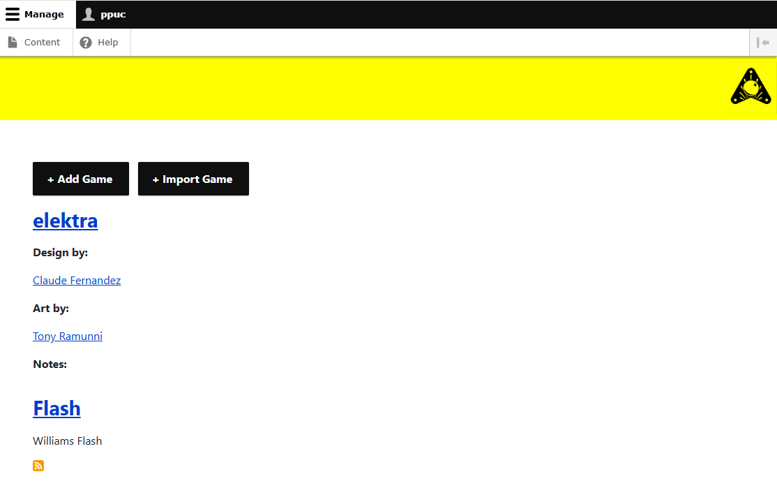Config-Tool GUI Home - Games